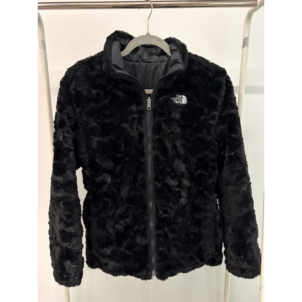The North Face Girls Reversible Mossbud Swirl Jacket Black XL 18 Puffer Fleece